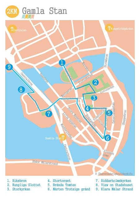 ストックホルムのガムラスタンの地図