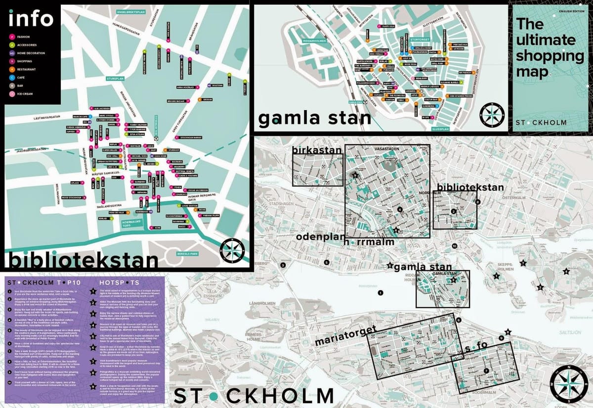 地図のストックホルムのショッピング