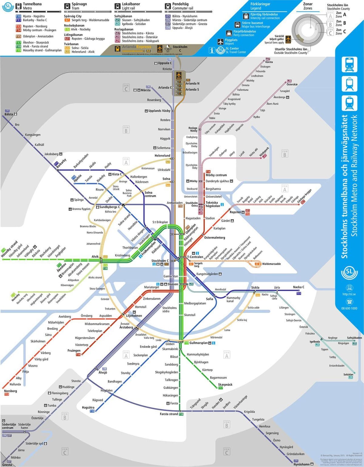 路面電車のストックホルムの地図