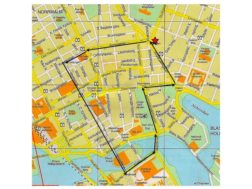 歩くツアーのストックホルムの地図