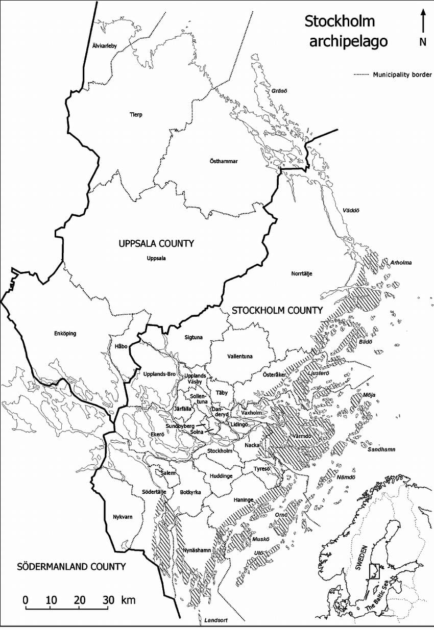 地図のストックホルム群島