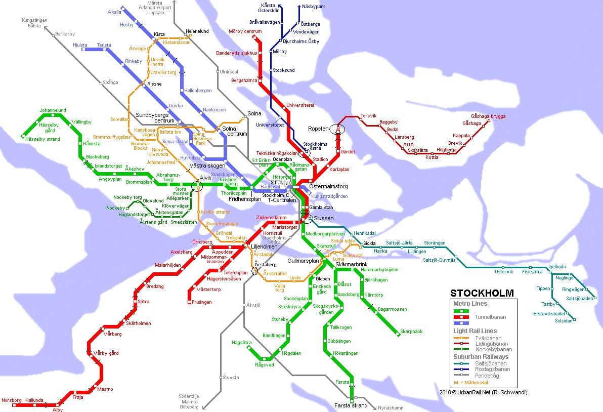 スウェーデンtunnelbana地図