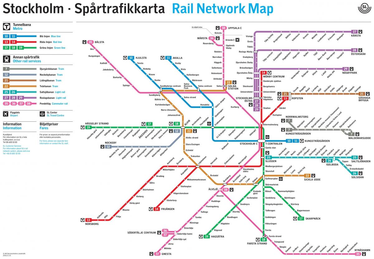 ストックホルムの鉄道ネットワークの地図